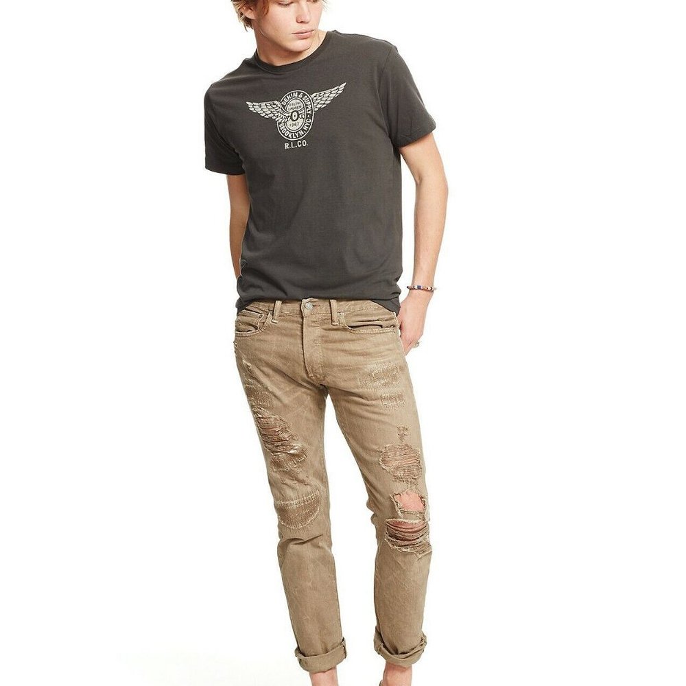 DENIM & SUPPLY Ralph Lauren Jeans Men 40x32 NEW Low Rise Slim Fit Arvon K Tan
